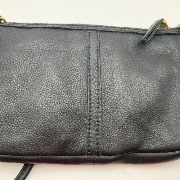 Fossil Crossbody Bag Elise Black Cowhide Animal Print Boho Western - Picture 3 of 15